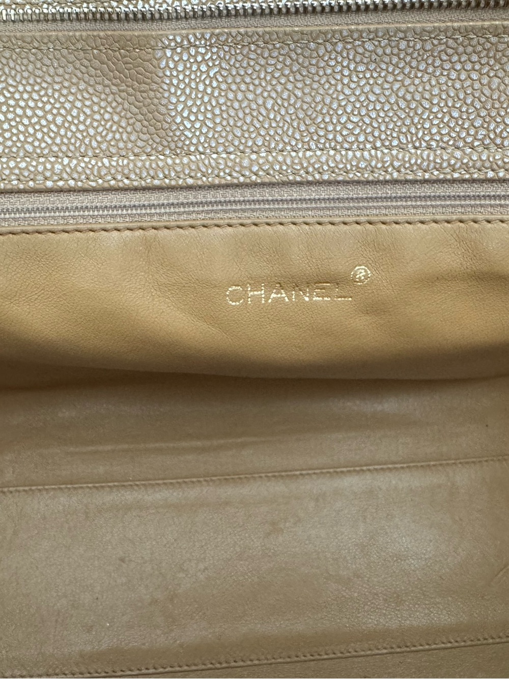 CHANEL Quilted Beige Caviar Leather Chain Shoulder Bag - Picture 11 of 16